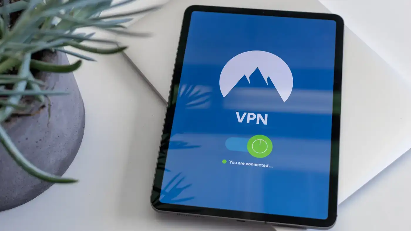 VPN secure connection privacy interface on a laptop screen