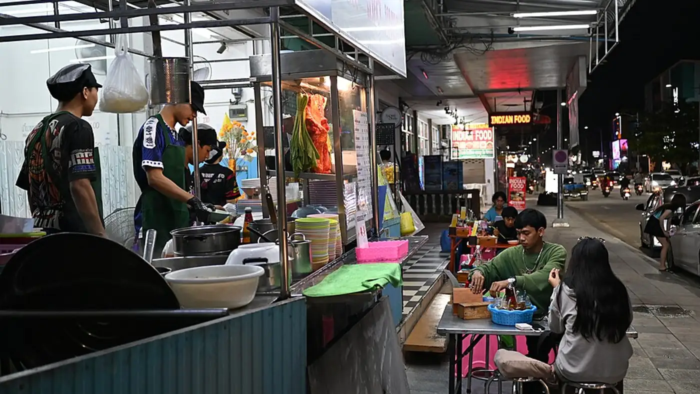 A crowded lunch counter serving inexpensive meals in inner-west Sydney