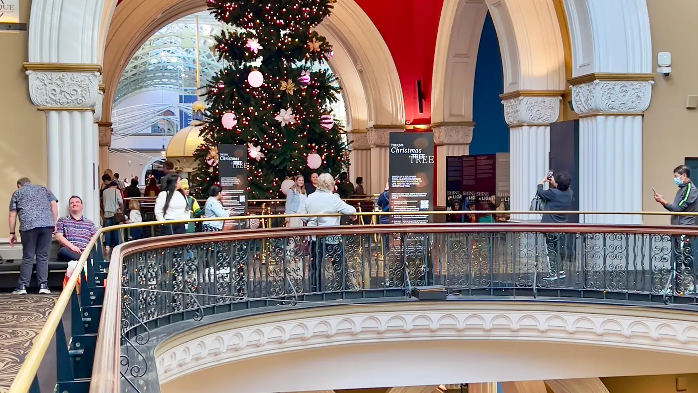 Christmas in Sydney 2026: the decorated Christmas tree at the Queen Victoria Building