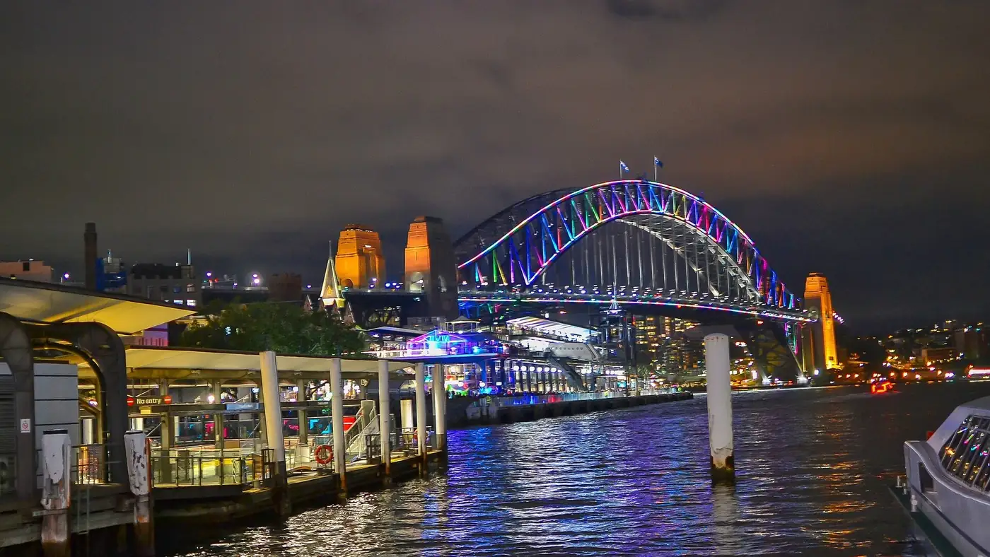 Vivid Sydney light installations on the Sydney Harbour Bridge ahead of the 2027 festival